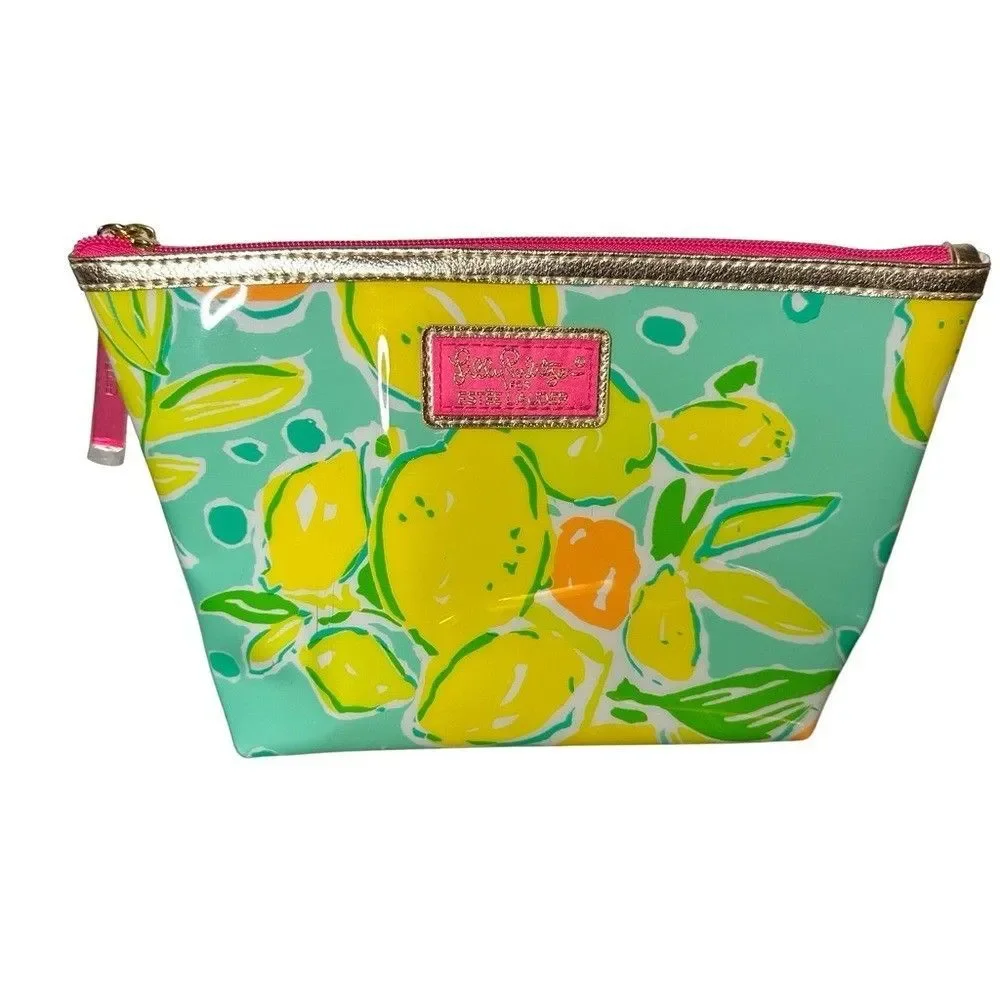 NEW Lilly Pulitzer Estee Lauder Plastic Cosmetic Makeup Purse Clutch Bag GREEN
